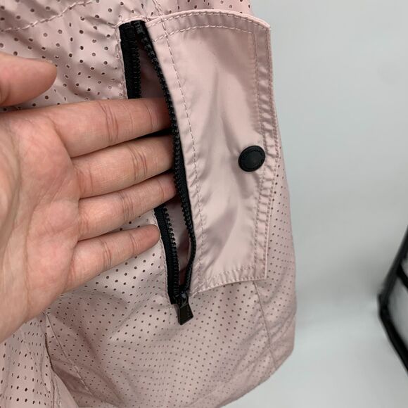 BCBGeneration Double Zip Jacket Women M Pink Snap Button Bungee Tie Waist Hoodie - Picture 6 of 16